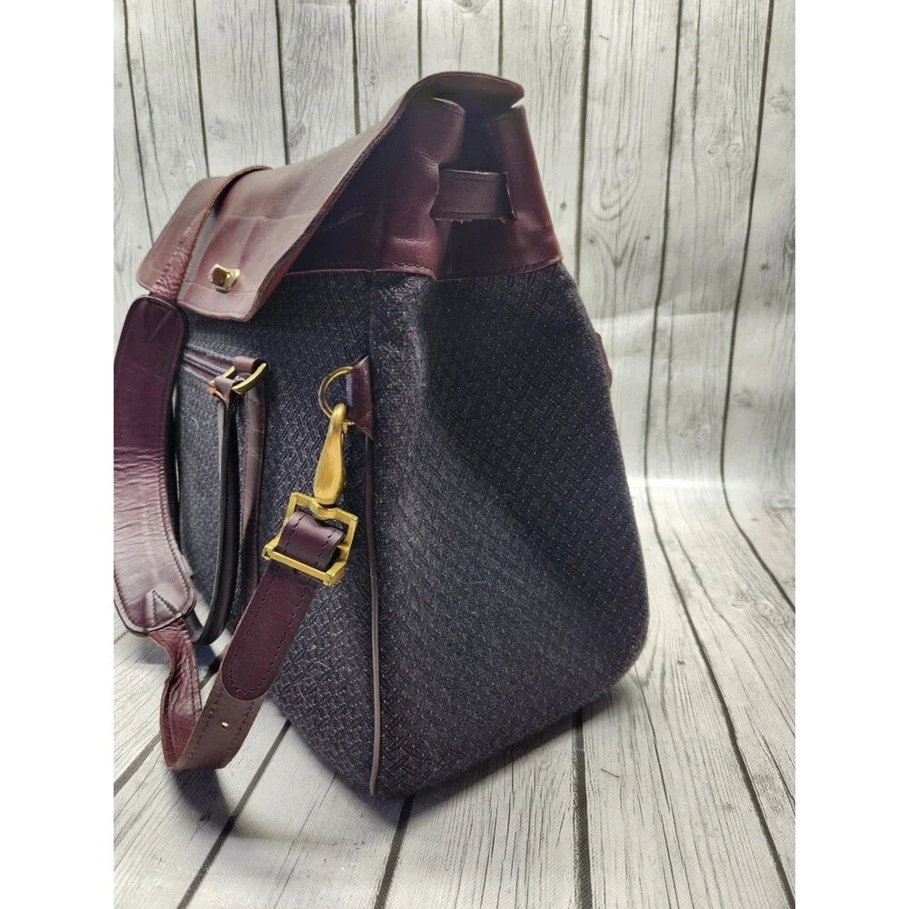 Hartmann Tweed Burgundy Leather Briefcase Attache Case Tote Overnight Bag Travel